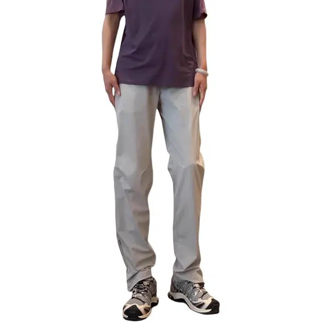 黑马漫画 美式侧拉链微喇裤子薄款冰丝速干工装机能户外登山裤休闲裤 男女同款