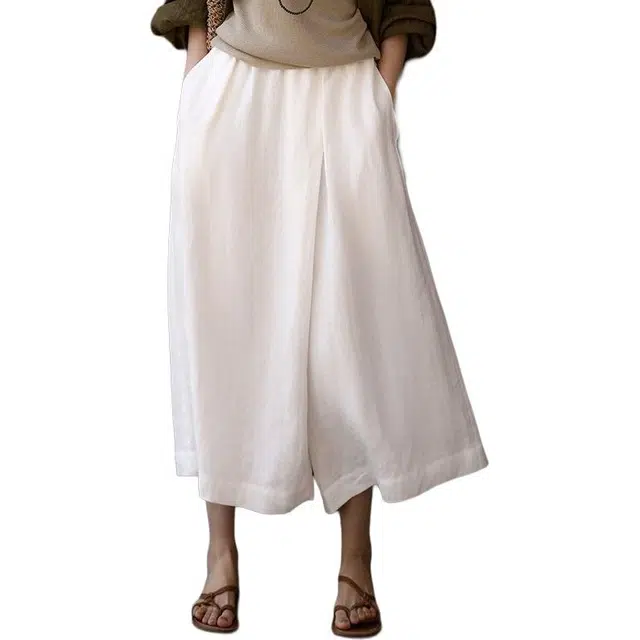 水中花 法式时尚优雅高腰显瘦宽松阔腿垂感舒适休闲长裙 女款