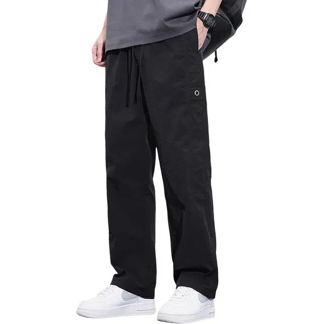 协协乐 纯色薄款凉感透气高街风美式潮牌宽松直筒工装阔腿通勤运动长裤休闲裤 男款