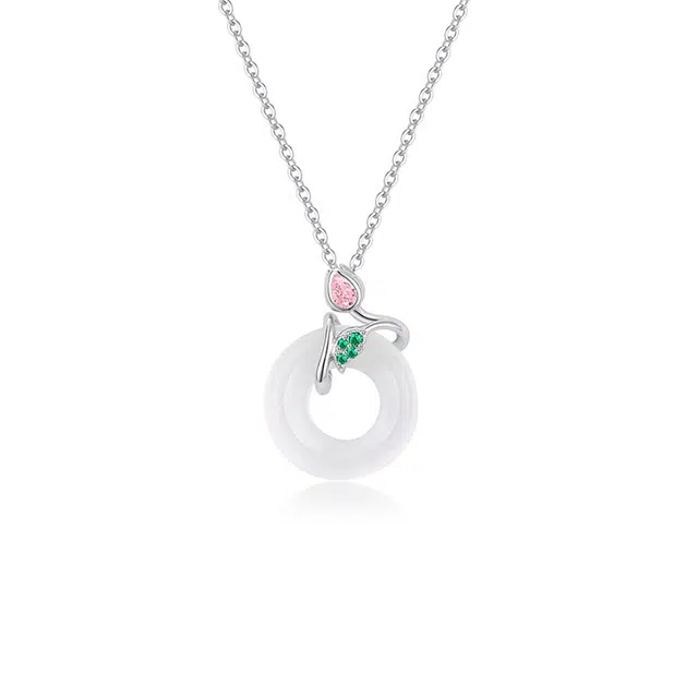 【S925银 郁见】 七好美银 郁金香平安扣轻奢浪漫梦幻小众设计小清新温柔新中式高颜值氛围感甜美少女心百搭 玉髓 项链 女款