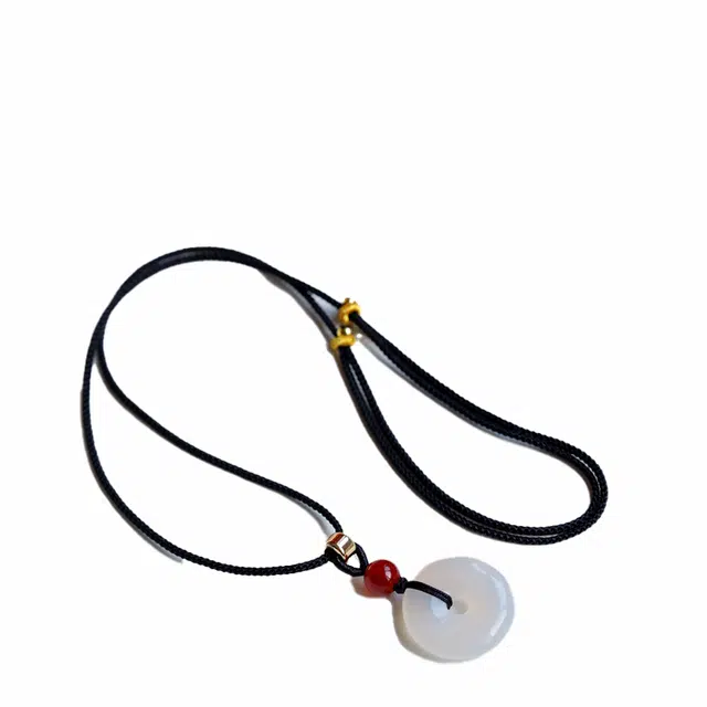 京华录 平平安安守护 中式平安扣挂脖 国风环环相扣平安开运吉祥可调节精致高级感 玉髓 项链 男女同款情侣款