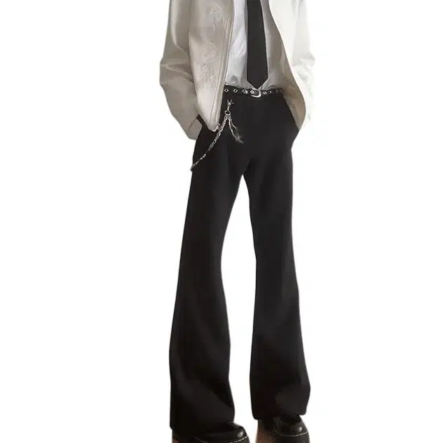 黑马漫画 美式高街微喇直筒牛仔裤 男女同款 墨黑