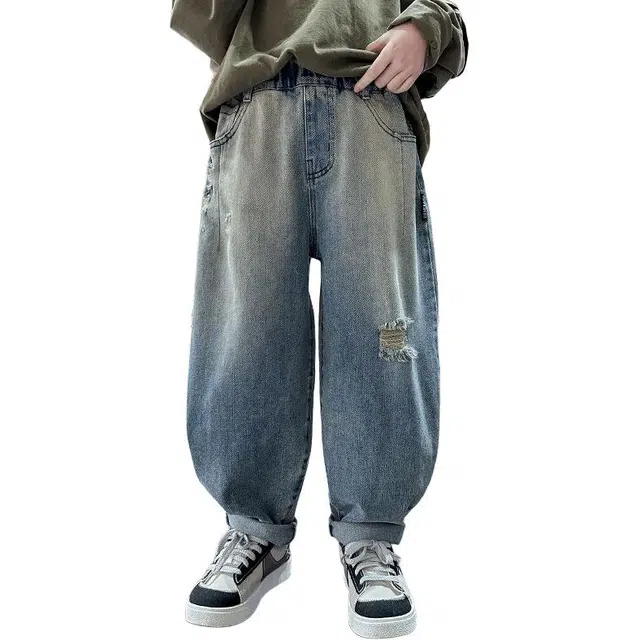 浪莎 时尚舒适透气百搭牛仔裤 青少年 蓝色