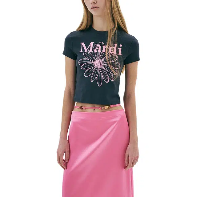 MARDI MERCREDI SS25 CROPPED TSHIRT FLOWERMARDI_CHARCOAL PINK