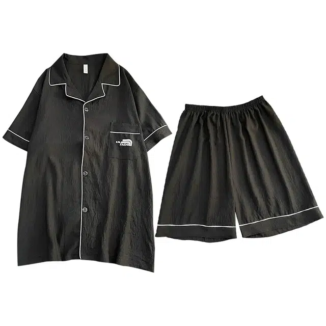 俏韵 翻领夏季云朵棉短袖短裤简约休闲风大码家居服可外穿睡衣套装 男款