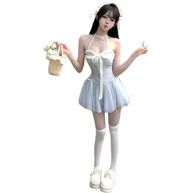 沐晓欣 纯欲风小众设计短款无袖连衣裙 女款