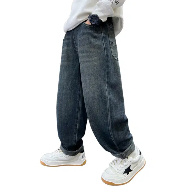 泰迪珍藏牛仔裤 直筒中大童休闲长裤 青少年