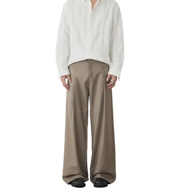 帝狼牛 美式复古基础款纯色高级感西装裤子宽松直筒阔腿拖地长裤潮牌痞帅百搭垂感休闲裤 男女同款