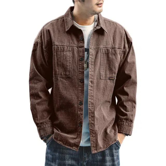 格蓝鹿 潮牌休闲美式复古高街舒适长袖衬衫 男女同款