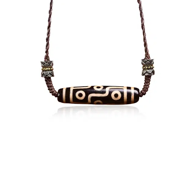 【五福临门财运通】 玉临门 时来运转 九眼天珠 纯手工编织绳项链可调节藏式文玩吊坠锁骨链 玛瑙 玉石手串 男女同款情侣款