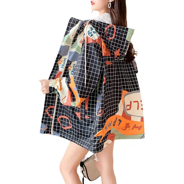 水中花 连帽格子字母卫衣 女款