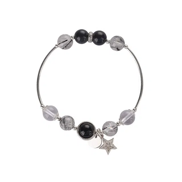 宣华意 星月 高级感小众轻奢时尚百搭#好运 黑发晶 手串 男女同款情侣款