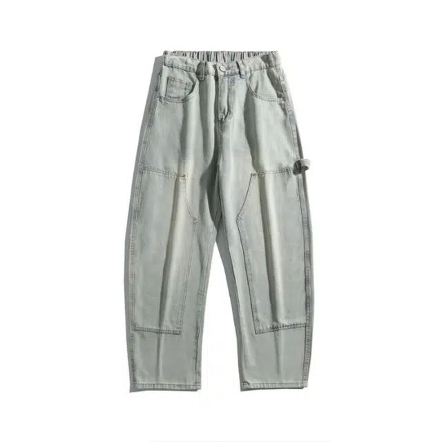 隐狼世家 美式高街春夏季直筒伐木工装裤子潮牌休闲长裤牛仔裤 男款