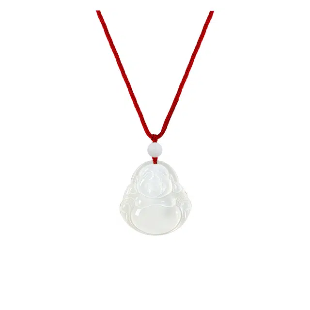 琉堇 新中式 大肚佛吊坠 复古吉祥守护弥勒佛 古风纳福编绳锁骨链 笑口常开佛公 玉髓 玉石项链 男女同款情侣款