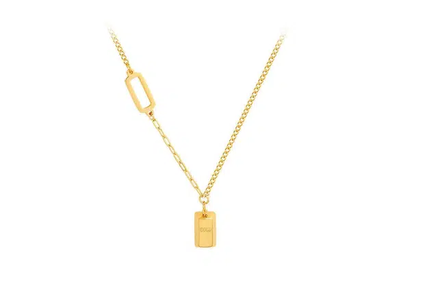 尚银福 暴富小金砖 精致酷炫锁骨链招财转运轻奢 日常通勤约会事业顺利上岸发财金主气质百搭 好运 合金 项链 女款