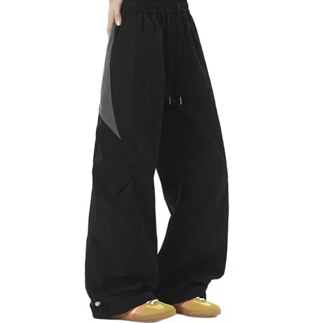 颂希尔 美式潮牌多巴胺速干伞兵裤子时尚帅气凉感褶皱复古休闲裤 男女同款