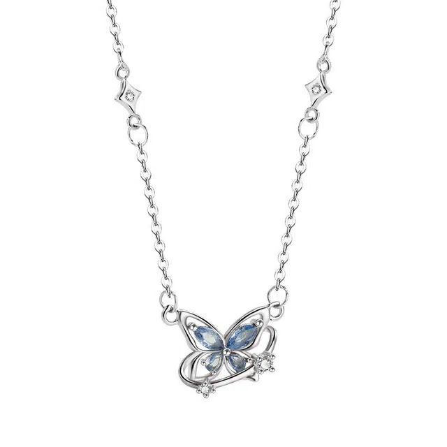 前方大荒野 闪耀蝴蝶星环森系小清新冷淡风甜美可爱时尚小众设计轻奢高级感超闪绝美仙气飘飘日常百搭精致气质 合金 项链 女款