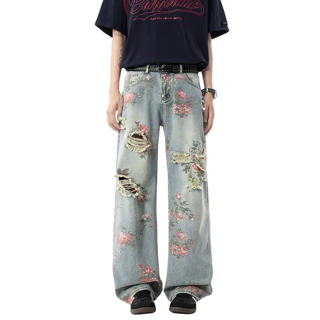 WELTER EXPERIMENT Retro Relaxed Straight Jeans