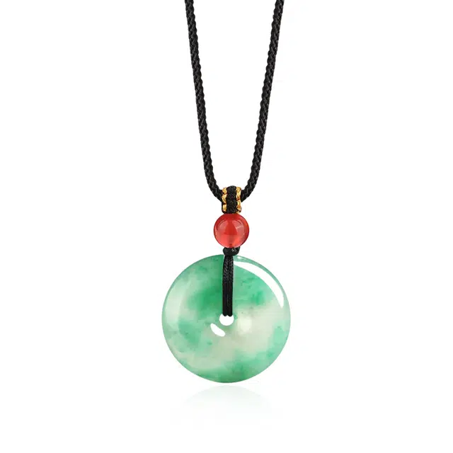 【冰润如翡】 喜宝春花 平安扣送福气妈妈母亲诸事喜乐国风小众女朋友新中式复古百搭福禄吉祥时尚生日物好运 非洲翠 项链 男女同款情侣款