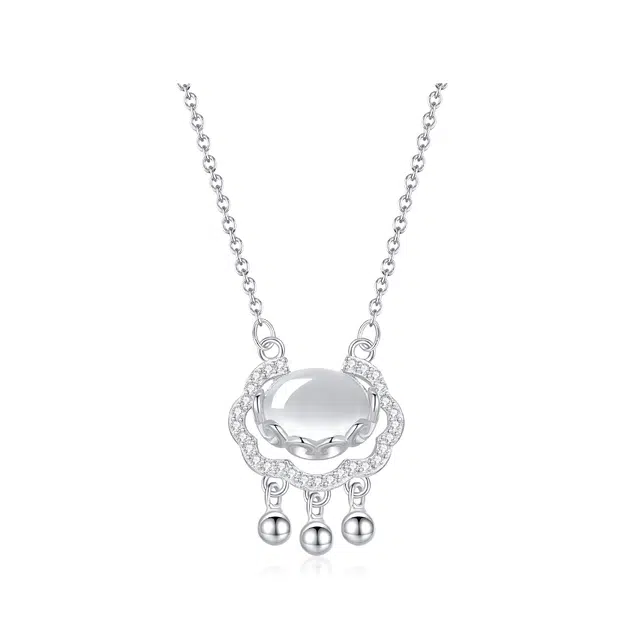 【普陀山官方已祝福】 普陀山文创 祥云吉祥如意平安锁新中式福气满满高级感锁骨链 生日纪念日送礼 玉髓 项链 女款