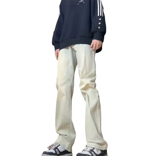 巴塞罗那足球俱乐部 美式复古水洗做旧多风格百搭休闲垂感牛仔裤 男女同款