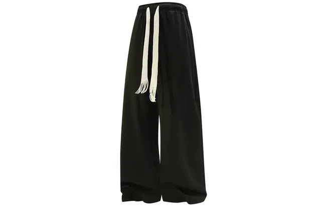 寻星记 美式复古简约纯色抽绳宽松直筒通勤百搭阔腿无性别主义情侣款针织裤加绒加厚显高显瘦垂感运动卫裤休闲裤 男女同款