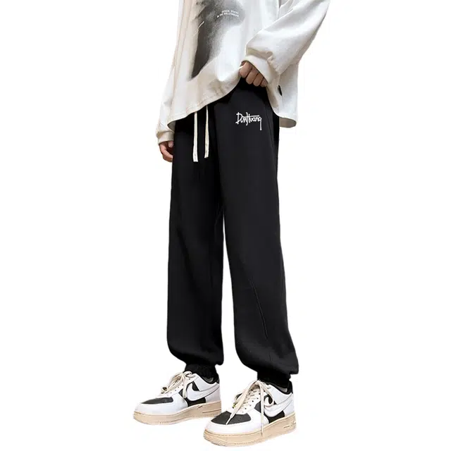 敦煌博物馆 基础款印花百搭束脚长裤系带宽松纯色针织运动裤休闲裤 男女同款