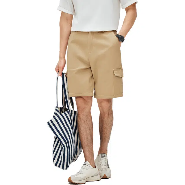 丹宁哲学 夏季百搭棉质面料纯色宽松腰休闲短裤 男款