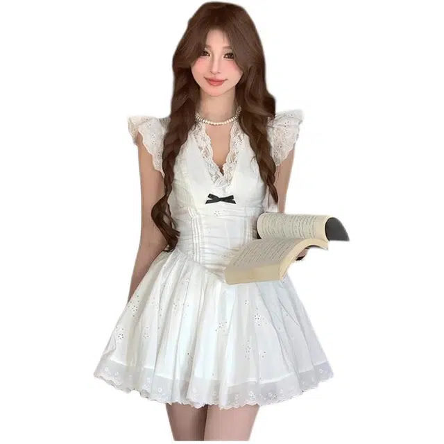 沐晓欣 通勤时尚休闲气质百搭短袖连衣裙 女款