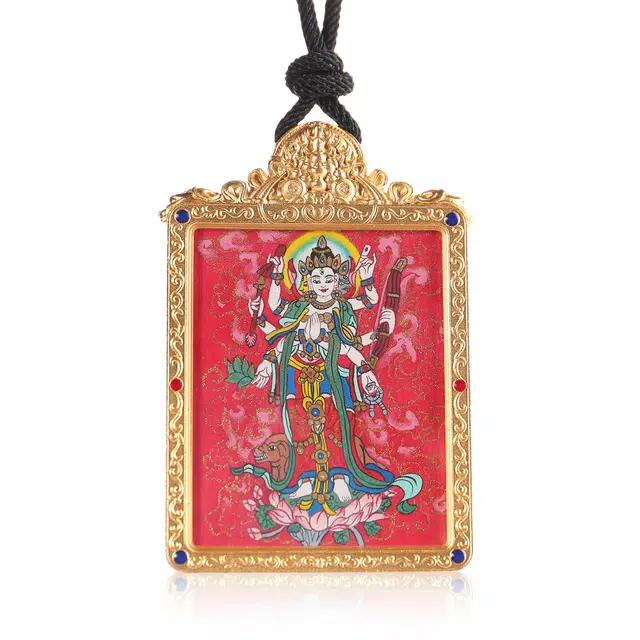 喃呢 精工手绘藏式热贡唐卡平安顺遂功德无量观世音菩萨护身度一切苦厄蛇年 新中式国风国潮平安吉祥好 铜合金 项链 男女同款情侣款