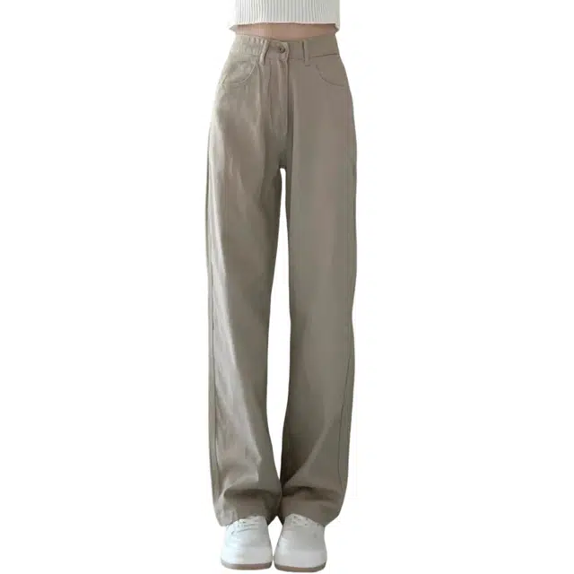 识恩 高街设计感垂感宽松直筒休闲长裤牛仔裤 女款