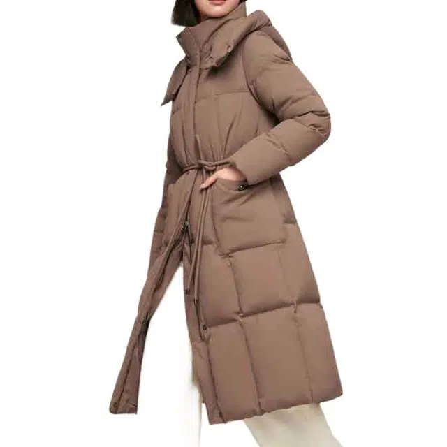波司登 连帽长款舒适纯色连帽休闲长袖羽绒服 女款
