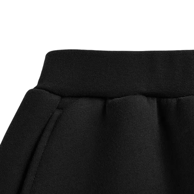 青少年 安踏儿童 字母中腰舒适透气加绒保暖宽松束脚针织运动裤 梦幻黑