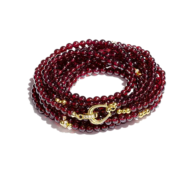 己光 新中式 多圈 石榴石 水晶 项链 男女同款情侣款