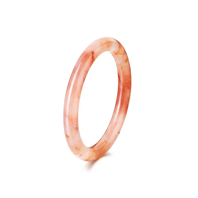 梦金园 三生三世桃花酿 樱花粉浪漫桃花甜美复古新中式玉镯 温柔气质优雅 招桃花#好运 金丝玉 手镯 女款