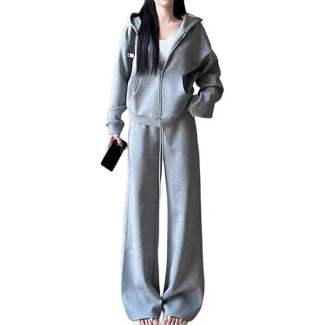 古莲菲 条纹简约舒适亲肤休闲套装 女款