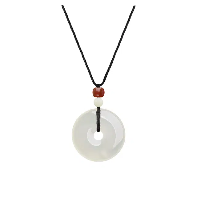 京华录 转运平安扣 招财转运平安手工编织绳 平安顺遂福运呈祥 小众轻奢气质 玉髓 玉石项链 男女同款情侣款