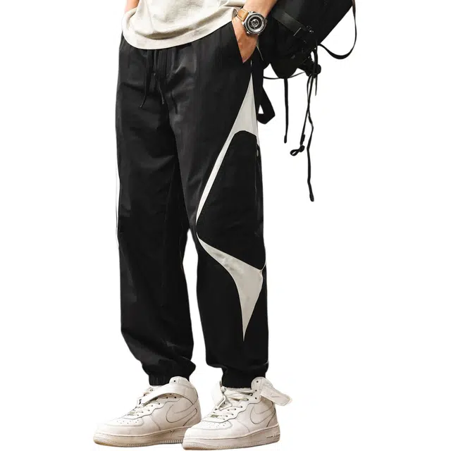 杰雷诺 美式设计感撞色拼接户外速干裤潮流宽松夏季轻薄束脚长裤休闲裤 男女同款