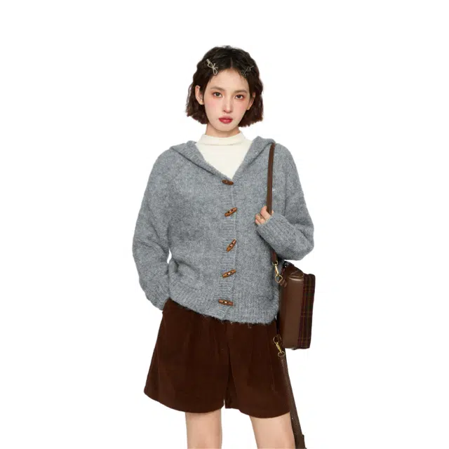 柏黛妃 宽松简约百搭毛衣 女款 深灰色