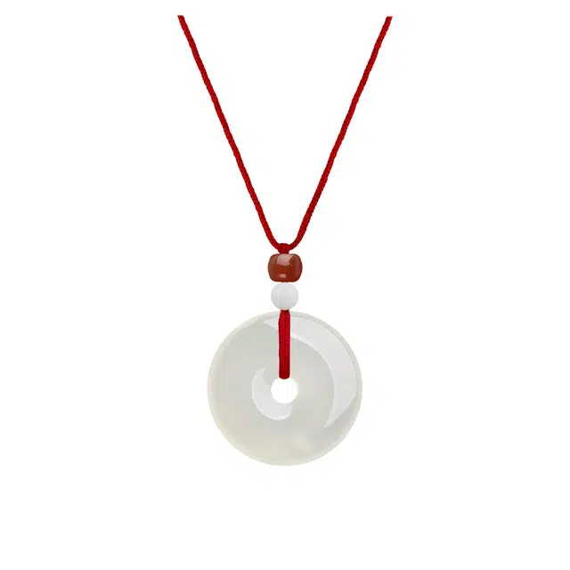 琉堇 圆满平安扣 新中式经典设计转运上岸 平安顺遂福气满满 简约小众编织绳百搭高级感#好运 玉髓 玉石项链 男女同款情侣款