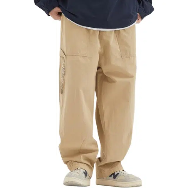 沐诚阳译 男道日系宽松直筒男多口袋机能青年休闲百搭长裤工装裤 男款