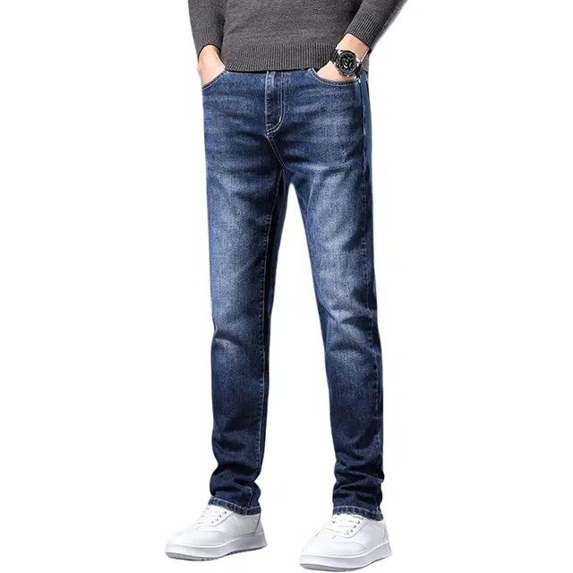 宝米卡 修身透气长裤休闲百搭高档弹力直筒裤时尚潮流牛仔裤 男女同款