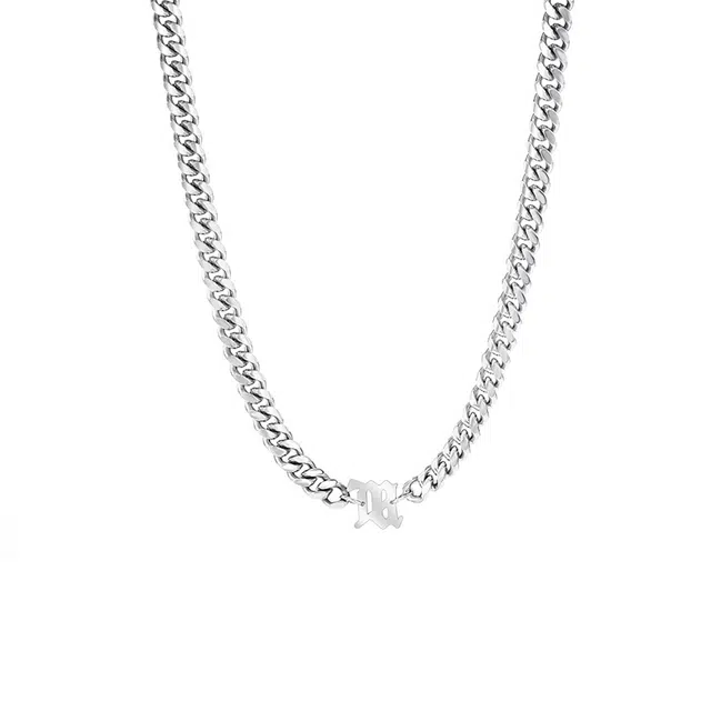 阿葱饰品 嘻哈时尚拼接字母古巴素链 潮流痞帅轻奢简约小众高级感配饰 钛钢 项链 男女同款情侣款
