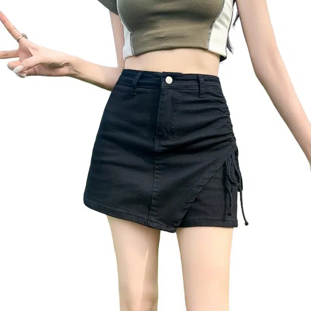 怪力萝莉 美式小个子高腰包臀舒适时尚牛仔短裙 女款