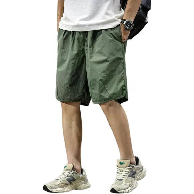 遨宇 美式夏威夷户外机能多巴胺轻薄速干工装男潮牌宽松大码高端排扣沙滩裤子男五分裤休闲短裤 男款
