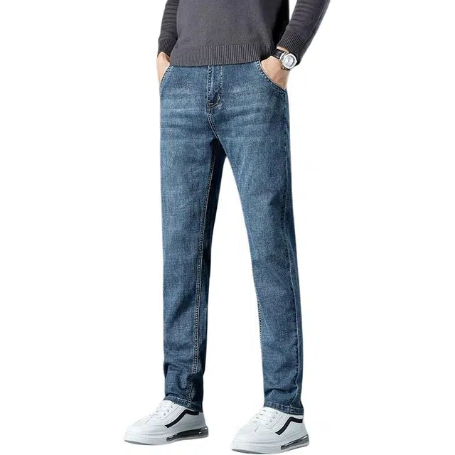 宝米卡 舒适透气长裤休闲百搭高档弹力直筒裤时尚潮流牛仔裤 男女同款