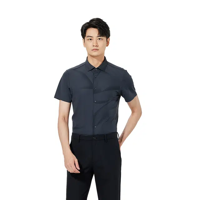 利郎 时尚都市印花尖领简约百搭商场同款夏季短袖衬衫 男款