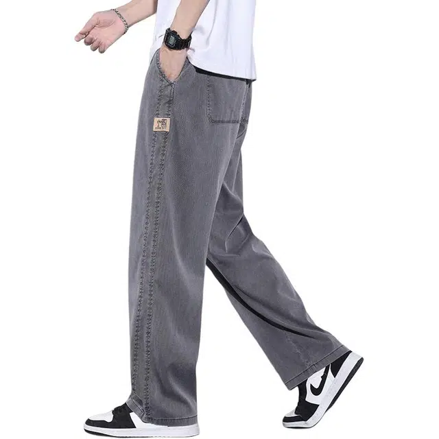 童先森 天丝凉感拖地垂感牛仔裤 男款