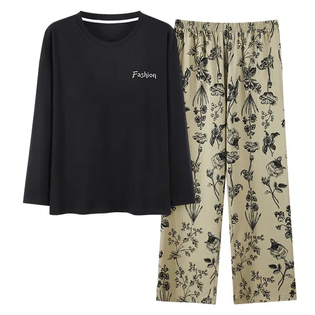 顶瓜瓜 简约舒适纯棉面料带胸垫可外穿家居服睡衣套装 女款
