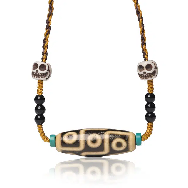 古禾 新中式小众复古典藏民族风九眼天珠手工编织 玛瑙 玉石项链 男女同款情侣款